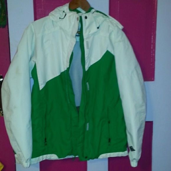 Columbia Omni-Tech Winter Coat‎ Green & White Med - Picture 1 of 8
